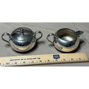 Silver‎ Plated  Sugar Bowl With Top And Creamer Vintage